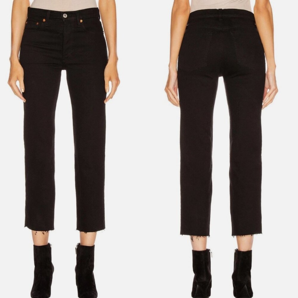 RE/DONE Stove Pipe Jeans in Jet Black